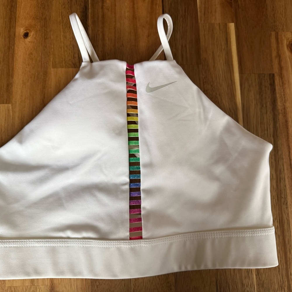 Nike White Dri-FIT Sports Bra